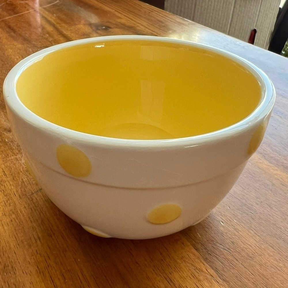 Grace's Pantry Mixing Bowl Set & Pitcher Yellow White Polka Dot Striped 4pc NWOT - Picture 7 of 10